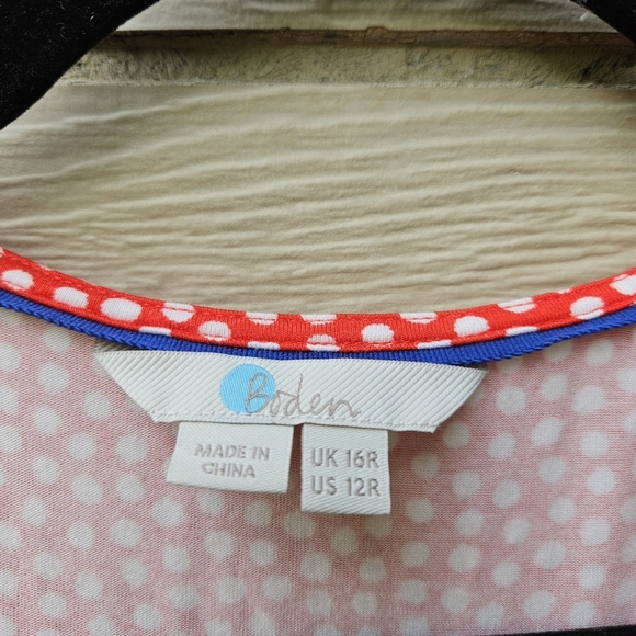 Boden Cassia red and white polka dot jersey knit midi wrap dress size 12 - Picture 6 of 8